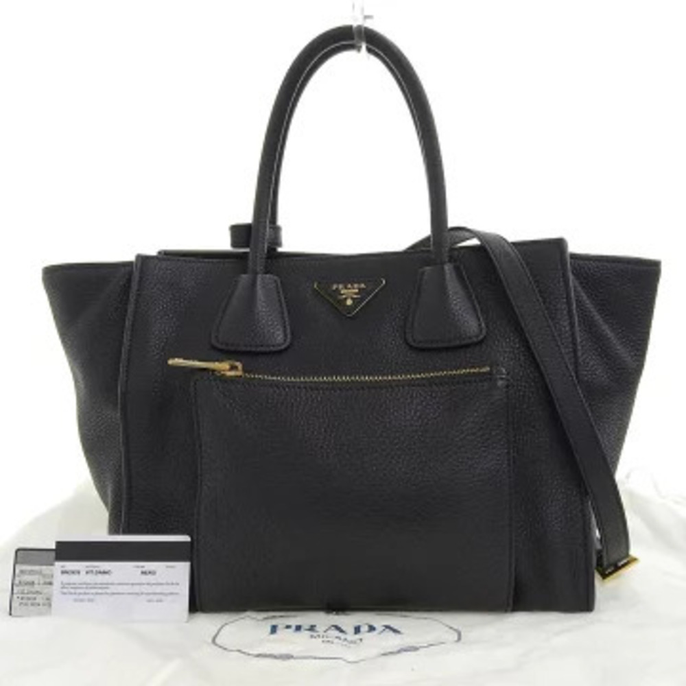Prada Vitello Phenix Shopping Tote bag black leather